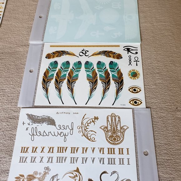 3 sheets Golden Silver Temporary Tattoo - Picture 2 of 13